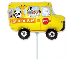 Mini folijos balionas „Transporto priemonė“ (WP) – geltonas mokyklinis autobusas