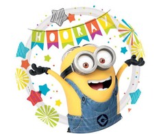 Minions Hooray popierinės lėkštės, 8 vnt., 23 cm
