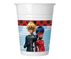 „Miraculous Ladybug Hero“ plastikinių puodelių rinkinys, 8 vnt., 200 ml