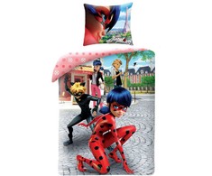 „Miraculous Ladybug Street“ patalynės užvalkalas 140–200 cm, 70–90 cm mikropluošto