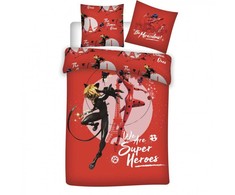 „Miraculous Ladybug Super Duo“ patalynės komplektas 140–200 cm, 63–63 cm mikropluošto