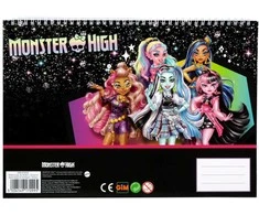 „Monster High Crew“ A/4 spiralinė eskizų knygelė su 40 puslapių ir lipdukais