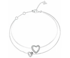 Guess Dviguba plieninė apyrankė su širdelėmis „Beloved“ JUBB05027JWRH
