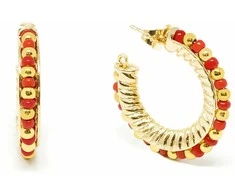 Shabama ETHIOPIA Raudonas 2CM earrings #shiny auksinis 1 u