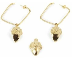 Shabama SQUARE ACORN earrings #shiny auksinis 1 u