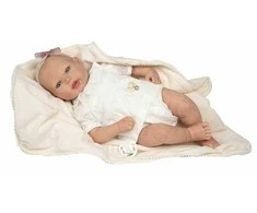 ARIAS Reborn lėlytė baltais rūbeliais, mergaitė, 45 cm