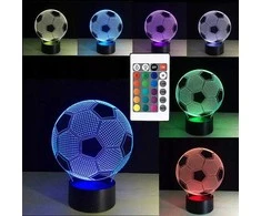 Naktinė lempa su 3D futbolo kamuoliu, 16 spalvų, nuotolinis valdymas