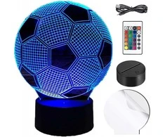 Naktinė lempa su 3D futbolo kamuoliu, 16 spalvų, nuotolinis valdymas
