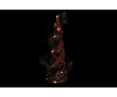 Naujametinė eglutė DKD Home Decor Raudona Žalia Auksinis 16 x 16 x 41 cm Plastmasinis (2 vnt.)