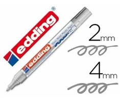 Žymeklis Edding 750 lako pagrindu, apvaliu galiuku, 2-4mm, sidabrinės spalvos