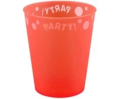 Orange „Party Oranžinis“ fluorescencinės oranžinės spalvos mikro plastiko puodelis, 250 ml