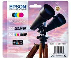 Epson rašalo kasetė 502/502XL Multipack – 4 vnt. pakuotė – 19,1 ml – juoda, geltona, žydra, rausvai raudona – originali – lizdinė pakuotė – tinti patronai – skirti „Expression Home XP-5100“, „XP-5150“, „WorkForce WF-2860“, „WF-2865DWF“, „WF-2880DWF“, „WF-2885DWF“ spausdintuvams
