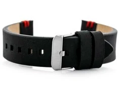 Pacific W110 leather watch strap - juodas/red - 22mm
