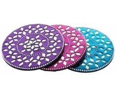 Padėklai DKD Home Decor Aliuminis Medžio MDF (3 pcs)