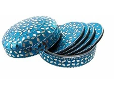 Padėklai DKD Home Decor Aliuminis Medžio MDF (3 pcs)