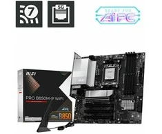 Pagrindinė plokštė MSI PRO B850M-P WIFI | Procesorių šeima AMD B850 | Procesoriaus lizdas AM5 | DDR5 | Palaikomos standžiojo disko sąsajos SATA, M.2 | SATA jungčių skaičius 4
