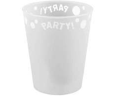 „Party Baltas“ baltas mikro plastiko puodelis, 250 ml
