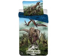 Patalynė bawełniana 140x200 Park Jurajski dinozaury las góry 6779 Jurassic Park poszewka 70x90