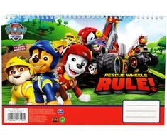 Paw Patrol gelbėjimo ratukai, A/4 formato spiralinis eskizų sąsiuvinis, 30 lapų