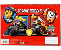„Paw Patrol“ gelbėjimo ratukai, A/4 spiralinė eskizų knygelė, 40 lapų, su lipduku