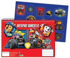 „Paw Patrol“ gelbėjimo ratukai, A/4 spiralinė eskizų knygelė, 40 lapų, su lipduku