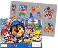„Paw Patrol Knights“ spiralinė eskizų knygelė A/4 formatu su 40 lapų ir lipdukais