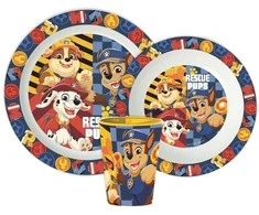 „Paw Patrol Rescue Puppies“ vakarienės rinkinys, mikroplastiko, su puodeliu 260 ml