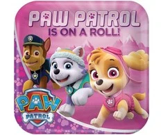 Paw Patrol rožinės popierinės lėkštės, 8 vnt., 23 cm