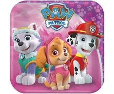 Paw Patrol rožinės popierinės lėkštės, 8 vnt., 18 cm