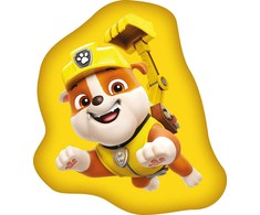 Paw Patrol Rubble geltona formos pagalvėlė, dekoratyvinė pagalvėlė 38x32 cm veliūras