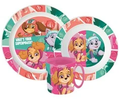 „Paw Patrol“ supergalių vakarienės rinkinys, mikroplastiko rinkinys su puodeliu 390 ml