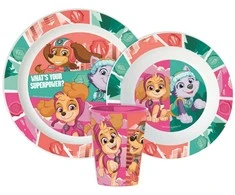 „Paw Patrol“ supergalių vakarienės rinkinys, mikroplastiko rinkinys su puodeliu 390 ml