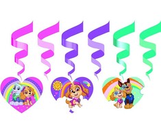 „Paw Patrol“ vaivorykštės juostelių dekoracijų 6 dalių rinkinys