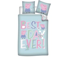 Peppa Pig antklodės užvalkalas „Geriausia diena“ 140–200 cm, 63–63 cm mikropluošto