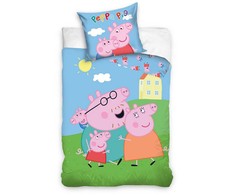 Peppa Pig Family vaikiškos patalynės komplektas 100√ó135 cm, 40√ó60 cm