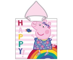 Peppa Pig Happy paplūdimio rankšluostis pončas 55x110 cm (greitai džiūstantis)