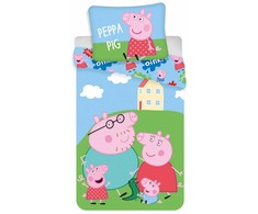Peppa Pig House vaikiškos patalynės komplektas 100√ó135cm, 40√ó60cm