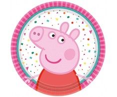 Peppa Pig konfeti popierinės lėkštės, 8 vnt., 18 cm