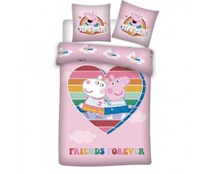 Peppa Pig Love patalynės komplektas 140–200 cm, 63–63 cm mikropluošto