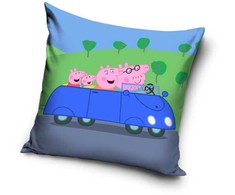 Peppa Pig mėlynas automobilio pagalvėlės užvalkalas, 40x40 cm