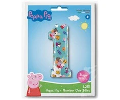 Peppa Pig mėlynas numeris 1 folijos balionas 66 cm