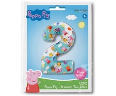Peppa Pig mėlynas skaičius 2 folijos balionas 66 cm