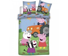 Peppa Pig oranžinės spalvos traktoriaus patalynės komplektas 140–200 cm, 70–80 cm