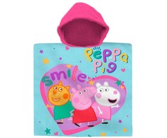 KIDS Peppa Pig pončas su kepure, 100% medvilnė