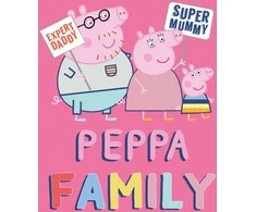 Peppa Pig šeimos rožinis vilnos pledas 100x140cm