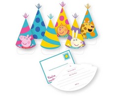 Peppa Pig šventės kvietimų rinkinys, 6 vnt.