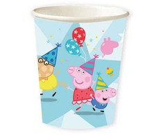 Peppa Pig šventės popieriniai puodeliai 8 vnt. po 250 ml