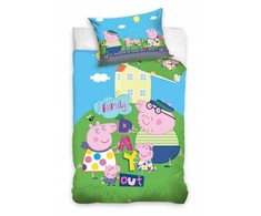 Patalynė bawełniana 100x135 Świnka Peppa wakacje mėlyna poszewka 40x60 C24