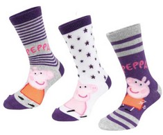 Peppa Pig vaikiškos kojinės su violetinėmis žvaigždėmis 23/26