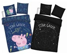Peppa Pig Žvaigždėtojo žvilgsnio vaikiška patalynės užvalkalas, šviečiantis tamsoje, 100x135cm, 40x60cm